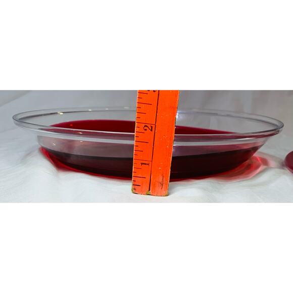 Tupperware Sheerly Elegant Red Round Platter Ruby Seal Clear 10" Serving Plate - Picture 11 of 11